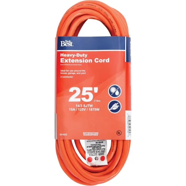 Do it Best Orange 14/3 Heavy-Duty Outdoor Extension Cord, 25 ft