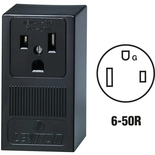 Leviton 50 Amp Black Surface Mount Welder Power Outlet