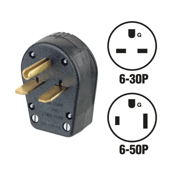 Leviton 30A/50A Black Dual Power Plug