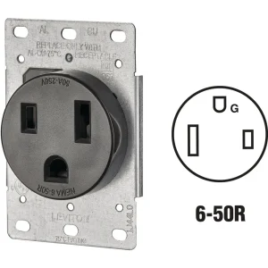 Leviton 50 Amp Black Flush Mount Welder Power Outlet