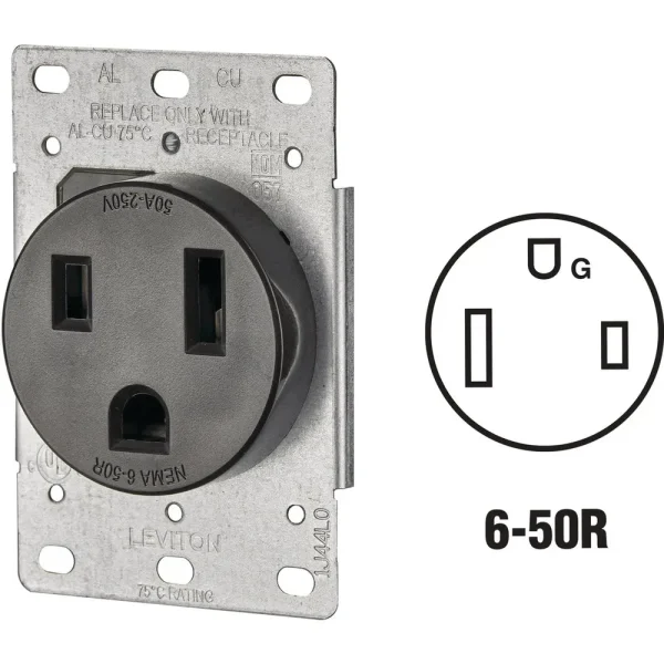 Leviton 50 Amp Black Flush Mount Welder Power Outlet