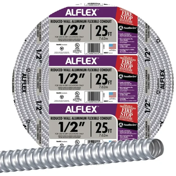 Southwire 1/2″ x 25′ Aluminum Flexible Metal Conduit