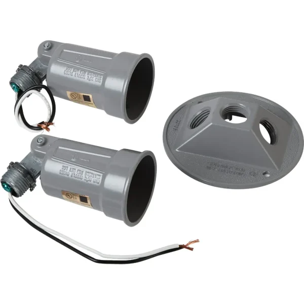 Bell 150W Aluminum Gray Weatherproof Outdoor Lampholder with Cover