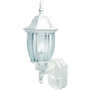 Heath Zenith White Incandescent Motion Activated Outdoor Light Fixture, 18.5″