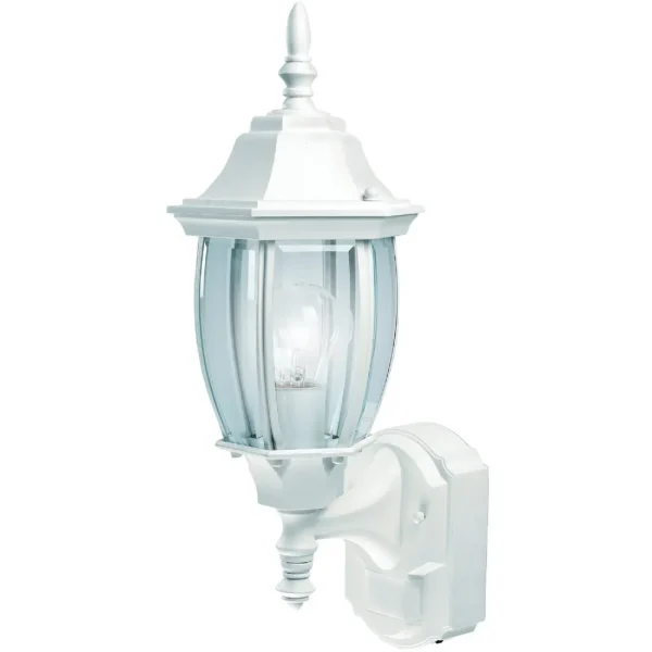 Heath Zenith White Incandescent Motion Activated Outdoor Light Fixture, 18.5″