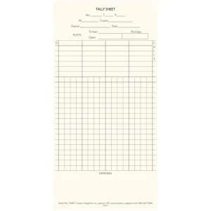 Forestry Suppliers Tally Sheets for Tally Books