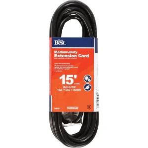 Do it Best Black 16/3 Abrasion Resistant Extension Cord, 15 ft