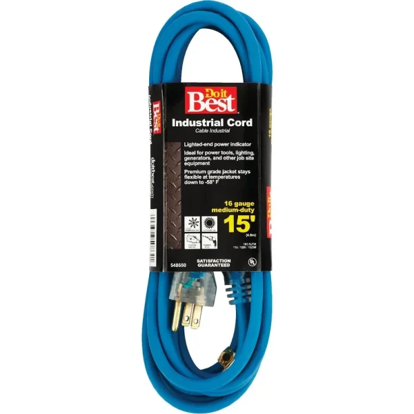 Do it Best Blue 16/3 Industrial Outdoor Extension Cord, 15 ft