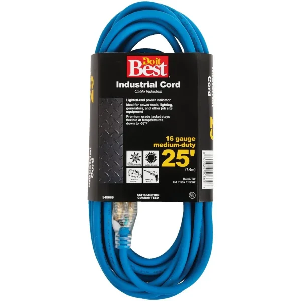 Do it Best Blue 16/3 Industrial Outdoor Extension Cord, 25 ft