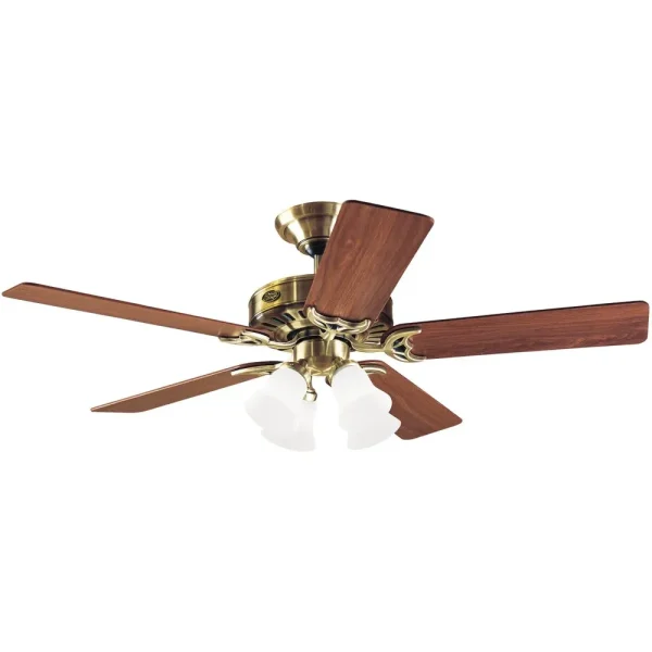 Hunter Studio Antique Brass Ceiling Fan with Light Kit, 52 in