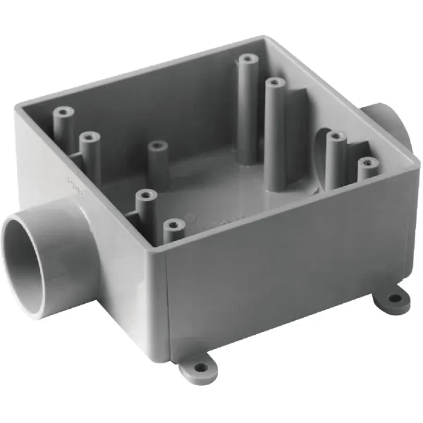 Carlon 2-Gang Gray Square Dead-End Termination Wall Box, 3/4 In. Outlet