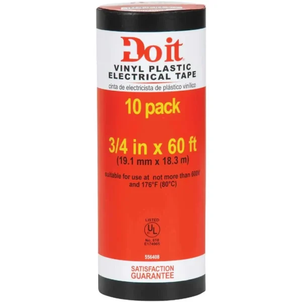 Do it 3/4 in. x 60 ft. General Purpose Black Vinyl Electrical Tape, 10-Pack
