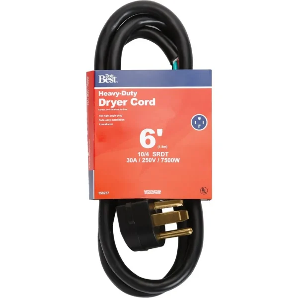 Do it Best Black 10/4 30A Dryer Cord, 6 ft