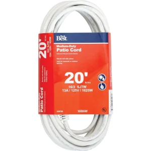 Do it Best White 16/3 Medium-Duty Patio Extension Cord, 20 ft