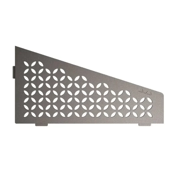 Schluter SHELF E Shower Corner Shelves | Brushed Stainless Steel / Floral / Triangular Corner Shelf