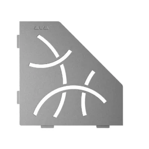 Schluter SHELF E Shower Corner Shelves | Brushed Stainless Steel / Floral / Triangular Corner Shelf - view 3