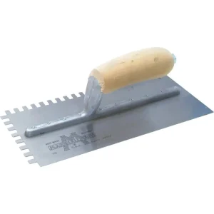 Marshalltown Notched Trowels Wood Handle | 702S – 1/4″ x 1/4″ x 1/4″ Square Notch