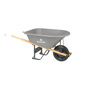 Corona 6 CU. FT. POLY WHEELBARROW, WOOD HANDLES, PNEUMATIC TIRE