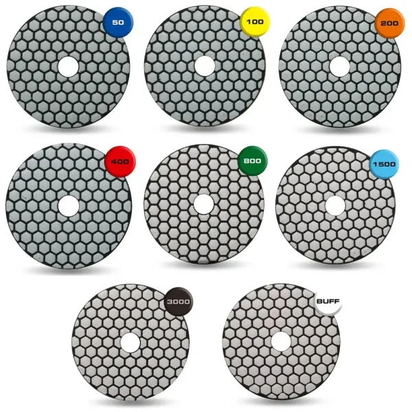 Rubi Premium 4″ Dry Polishing Pads – 8 Piece Kit