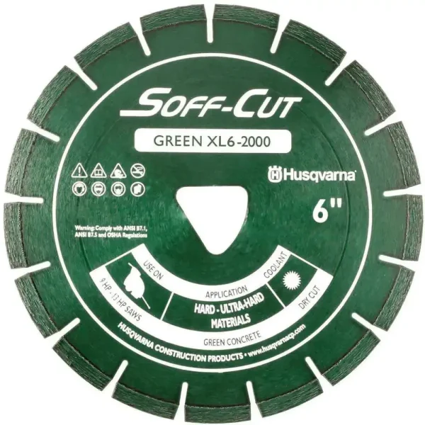 Soff Cut Excel 2000 Green Ultra Early Diamond Blades | 6″ x .100