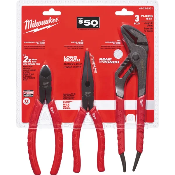 Milwaukee® 3-Piece Comfort Grip Plier Set