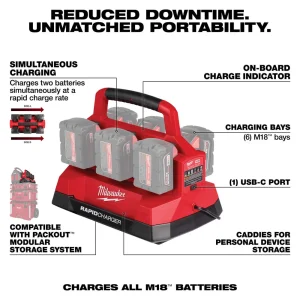 Milwaukee® M18™ PACKOUT™ 6-Bay Rapid Charger - view 4