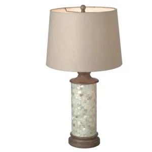 MIDWEST CBK 774526 CAPIZ SHELL AND VINTAGE WASH TABLE LAMP