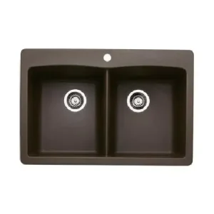 BLANCO Dbl/Equal Silgranite Kitchen Sink Cafe Brown 33×22