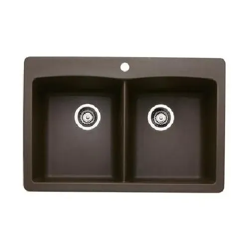 BLANCO Dbl/Equal Silgranite Kitchen Sink Cafe Brown 33×22