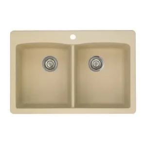 Blanco 441217 Dbl/Equal Silgranite Kitchen Sink Biscotti 33×22
