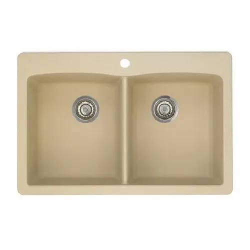 Blanco 441217 Dbl/Equal Silgranite Kitchen Sink Biscotti 33×22