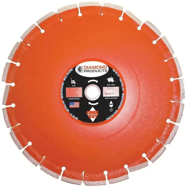 Core Cut Heavy Duty Orange Wet Cured Concrete Blades | 12″ x .125″