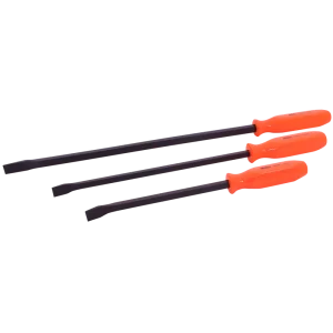 3 Piece Florescent Orange Handled Pry Bar Set with Black Oxide Blades