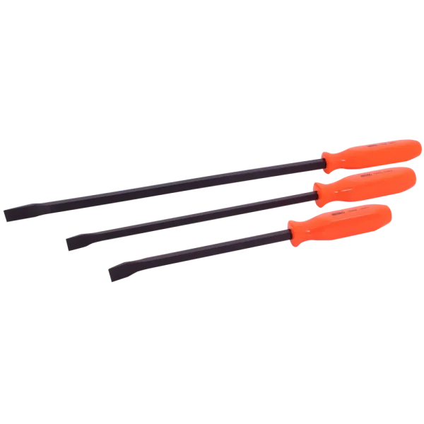 3 Piece Florescent Orange Handled Pry Bar Set with Black Oxide Blades