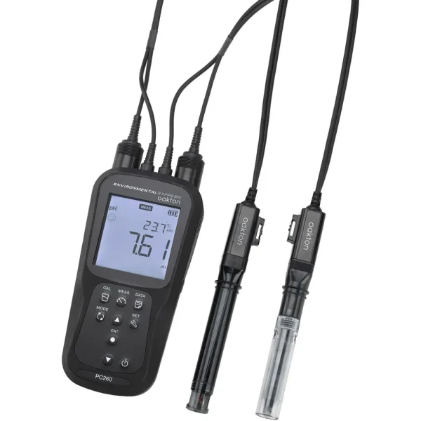 Oakton® PC260 Waterproof Dual-Channel pH, ORP, CON, TDS, Resistivity, and Salinity Meter Kit