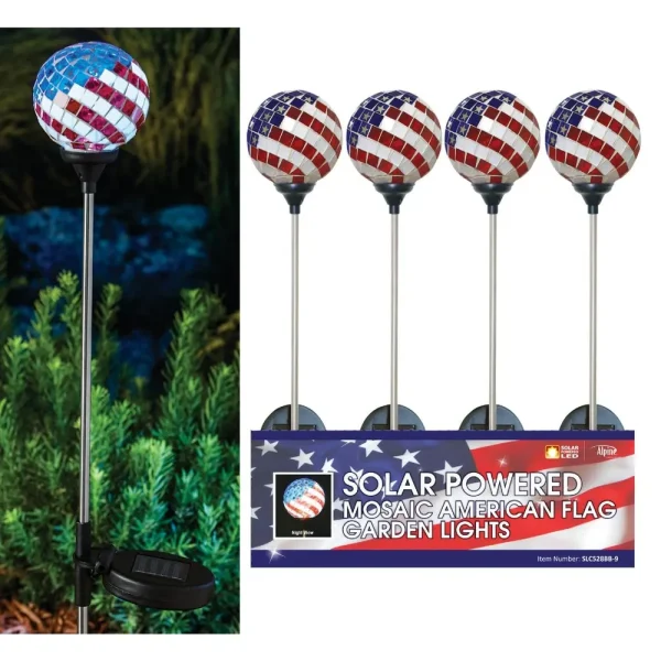 Solaris Americana Solar Glass Globe Stake Light, 33 in