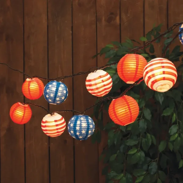 Everlasting Glow Patriotic Lantern String Lights