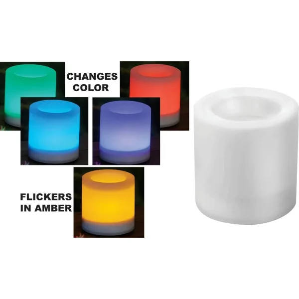 Paradise 4 In. Dia. White Plastic Solar Flameless Candle