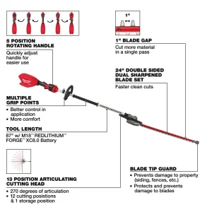 Milwaukee® M18 FUEL™ 24˝ Articulating Pole Hedge Trimmer - view 4