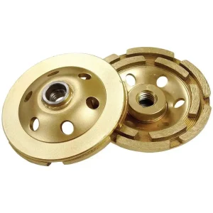 Diamond Products Standard Gold Cup Wheels, Double Row | 4″ x 5/8-11