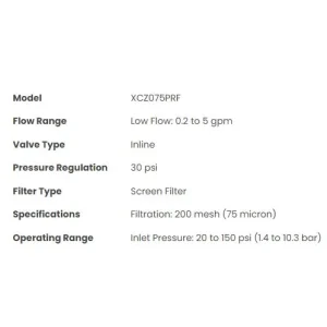 XCZ075PRF – Low Flow Control Zone Kit with 3/4 in. Low Flow Valve and 3/4 in. PR RBY Filter (Assembled) - view 2