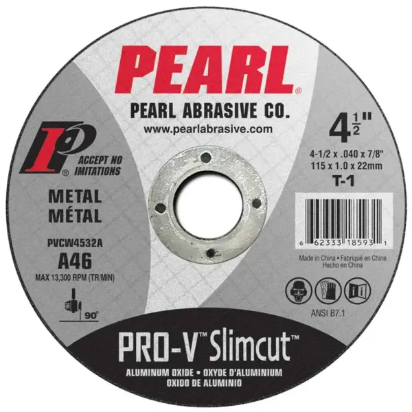 Pearl Abrasive Type 1 SlimCut Pro-V Cut-Off Wheel | 4-1/2″