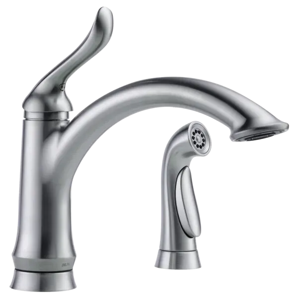 Delta Linden Arctic Stainless Single Handle Kitchen Faucet with Spray