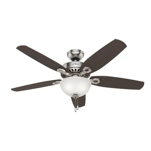 Hunter Builder Deluxe Nickel & Brazilian Cherry Ceiling Fan w/Light, 52″