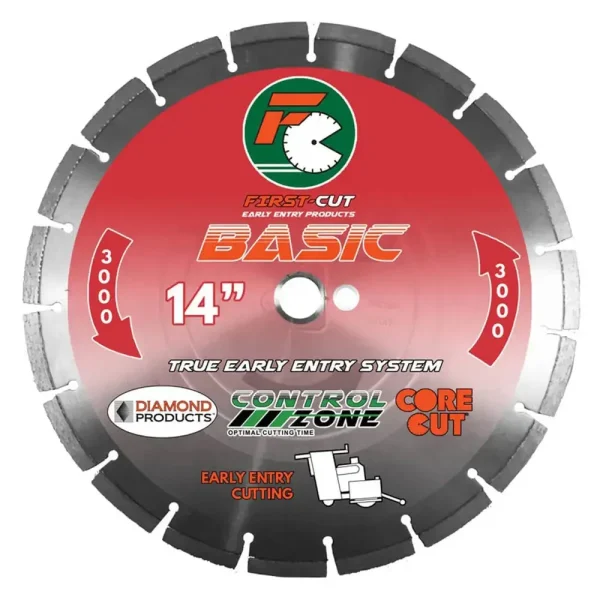 Core Cut First-Cut BASIC 3000 Concrete Diamond Blade | 4″ x .080 / Without Skid Plate