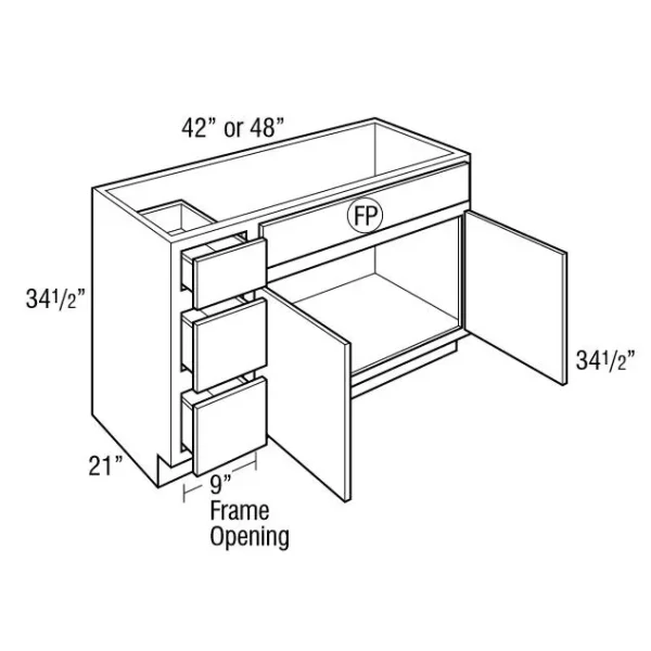 KEMPER VSD483421FPDL MORIARTY PURESTYLE ALABASTER 48X34X21 VANITY DRAWER L