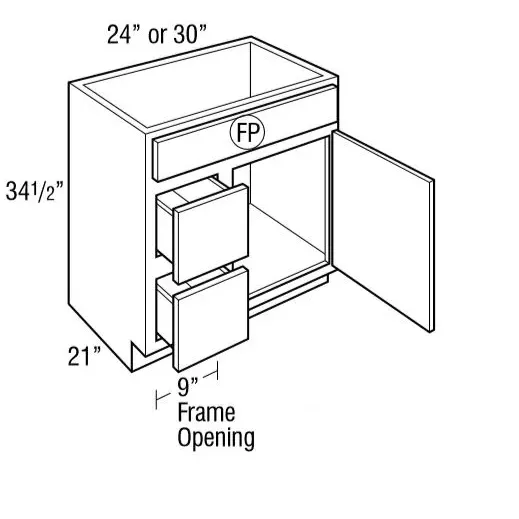 Kemper Hyde Maple/Leather Finish 30x34x21 Vanity Drawer L