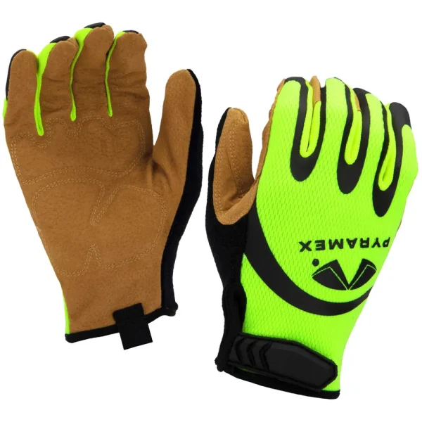 Pyramex® Hi-Viz Abrasion-Resistant Leather Palm Gloves