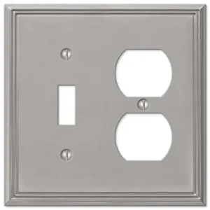 Amerelle 1 Toggle-1 Duplex Metro Line Metal Brush Nickel