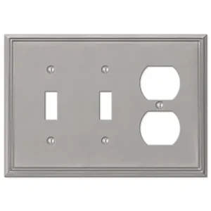Amerelle 2 Toggle-1 Duplex Metro Line Metal Brush Nickel